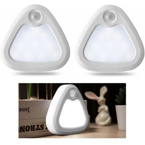 Veilleuse LED avec détecteur de mouvement, éclairage intérieur à détecteur de mouvement, éclairage LED sans fil alimenté par batterie, base magnétique, lumière LED blanche (lot de 2) (1/4)
