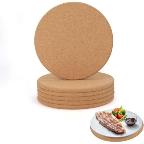 Lot de 8 dessous de plat ronds en liège de 20 cm pour casseroles, poêles, plantes, 1 cm d'épaisseur, en liège naturel, résistants à la chaleur, pour la cuisine et la maison (1/5)