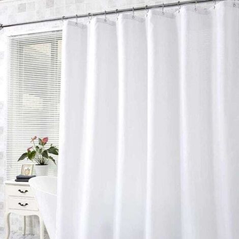 Rideau de douche anti-moisissure, en polyester épais, 120 x 180 cm, imperméable, avec œillets et crochets, blanc (1/5)