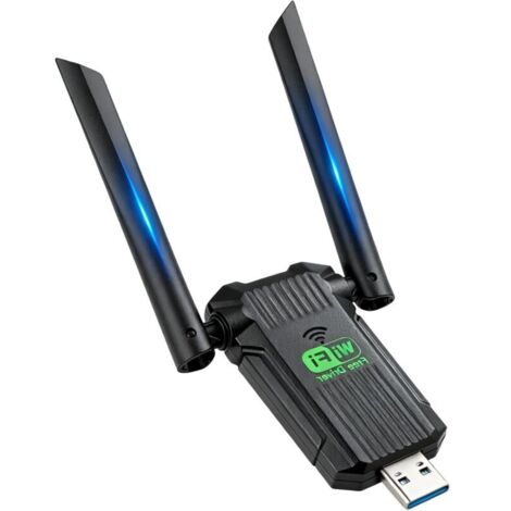 Clé USB WiFi Puissante AC 1300Mbps, Carte USB 3.0 Double Bande 2.4/5GHz Antenne Carte Dongle WiFi 5dBi Longue Portée, Adaptateur Double Antenne pour PC Laptop, Compatible avec Windows 11/10/8/7/XP (1/5)