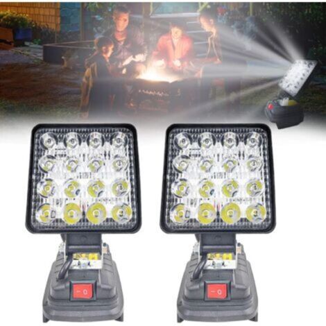 Makita light 18v 2pcs, batterie de lampe de travail LED 27W, batterie de projecteur LED multifonctionnelle, lampe de poche à batterie lithium-ion Makita 18V (1/5)