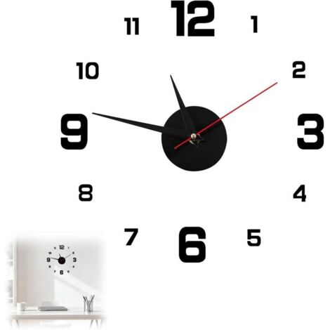 Grande horloge murale 3D DIY 3D avec chiffres adhésifs, mouvement silencieux, installation facile, horloge décorative moderne pour salon, chambre, cuisine et bureau, cadeau idéal pour la maison (1/5)