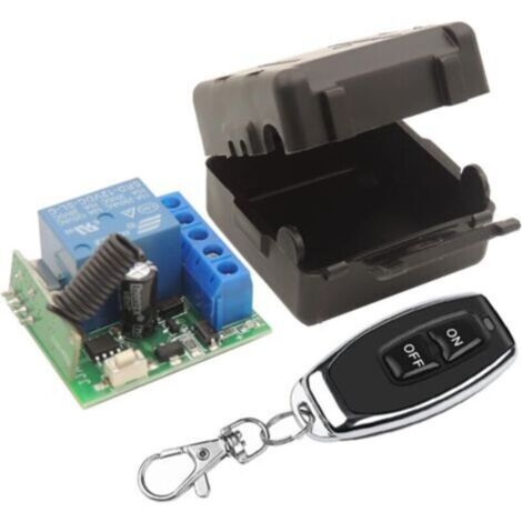 Commutateur de télécommande sans fil universel 433 MHz DC 12 V 1 CH Module récepteur de relais RF avec 1 émetteur, EV1527 Apprendre le code DIY Télécommande (1/5)