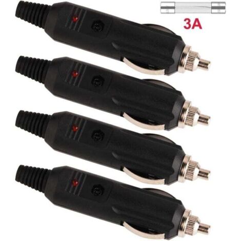 4Pcs 12V 24V Cigar Lighter Plug, Male Car Cigarette Lighter Socket, Auto Plug Connector With LED Diode Indicator DIY (1/3)