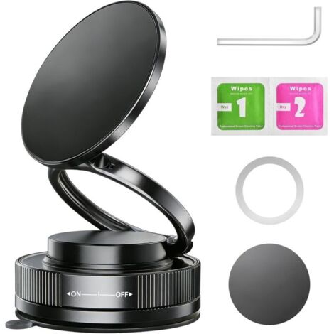 Support Téléphone Voiture Magnétique, Porte Aimant Téléphone Voiture Pliable 360° pour iPhone 16 15 14 13 12 Pro Max Plus, Accroche Telephone Réglable sous Vide pour Miroir Verre Gym (1/5)