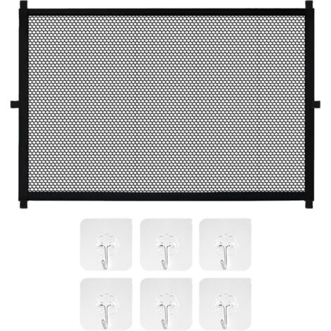Barrière de protection, extensible, sans perçage, 110 x 72 cm, pour bébés et animaux domestiques, avec 6 crochets adhésifs, maille flexible, pour portes, escaliers, passages, facile à installer et peu