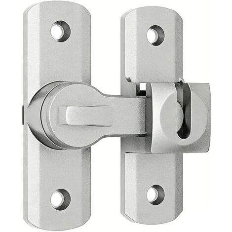 Serrure Porte Coulissante Argenté 90/180 Degrés Verrou Porte Interieure Loquet Porte Exterieur Fermeture Porte Coulissante Alliage Zinc Antivol pour Fenêtres Armoires Cuisines 1 Pièce (1/5)