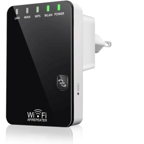Répéteur WiFi Amplificateur sans Fil Puissant, WiFi Extender Booster 300Mbps 2.4Ghz, 2 Port Ethernet, WPS, Facile à Installation, Compatible avec Tous Les routeurs, AP/Routeur/Répéteur Mode (1/5)