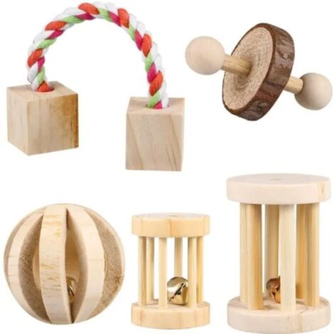 Bois jouets soins des dents naturel balle molaire exercice pour lapin rats cochon d'Inde et autres petits animaux (1/5)