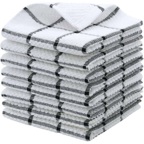 Lot de 12 torchons de cuisine en microfibre à absorption rapide, chiffons à vaisselle ultra doux en coton pour nettoyer et sécher (gris) (1/5)