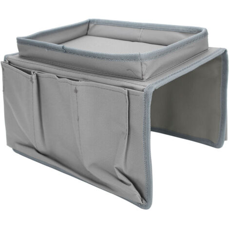 Organiseur de télécommande TV à 4 poches pour accoudoir de canapé avec porte-gobelet intégré (gris) (1/5)
