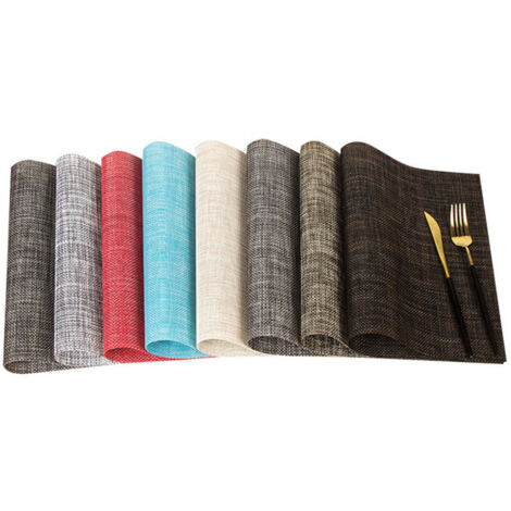Sets de table, chemins de table (lot de 8), lavables, antidérapants, isolants thermiques, en tissu PVC. (1/5)