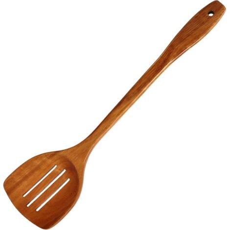 Spatule en bois ajourée à long manche - Spatule ajourée artisanale (1/5)
