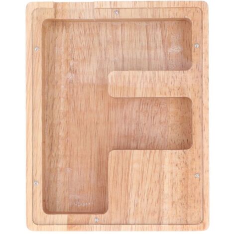 Coffre-fort transparent personnalisé en forme de lettre en bois pour enfants - Tirelire éducative (1/5)