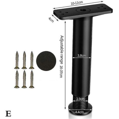 Pied de support télescopique pour cadre de lit en bois non massif, barre de support inférieure pour étagère - Longueur : 20 à 37 cm - Noir (1/5)