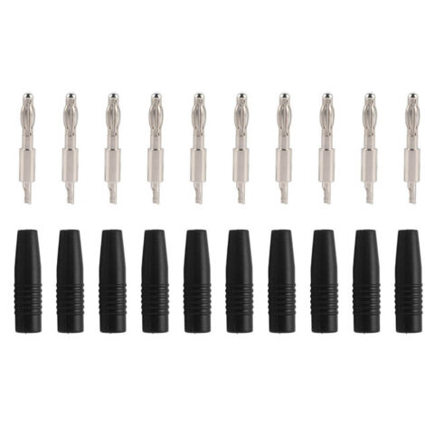 10 Pièces Connecteurs Banane 4mm Mâle pour Câbles de Test Multimètre, Enceintes et DIY - Noir (1/5)