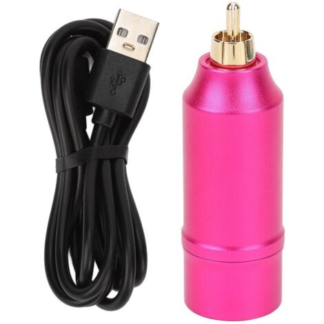 Alimentation sans fil pour stylo à tatouage avec batterie 1300mAh, écran LCD et interface RCA, couleur rouge rose (1/5)