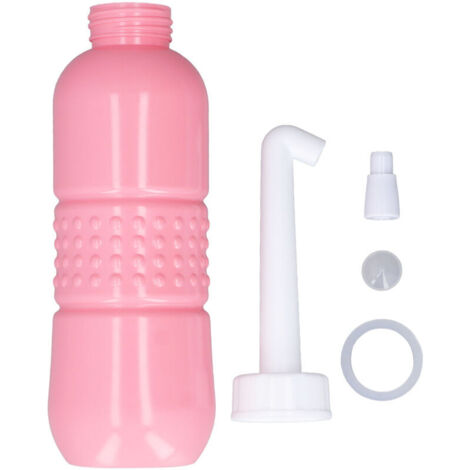 Bidon de toilette portable 650ML pour hygiène intime, spray nettoyant mains libre rose (1/5)