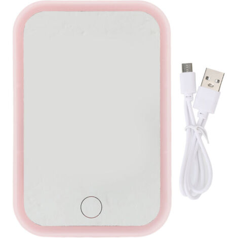 Miroir de maquillage LED rose avec contrôle tactile, miroir de vanité carré rotatif à luminosité réglable pour bureau (1/5)