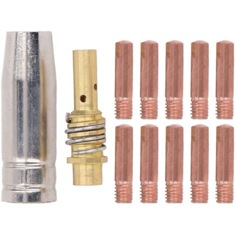 12 Pièces Buses de Contact 0.8mm pour Pistolet de Soudage MIG/MAG, Kit de Remplacement avec Embouts et Écrous M6 (1/5)