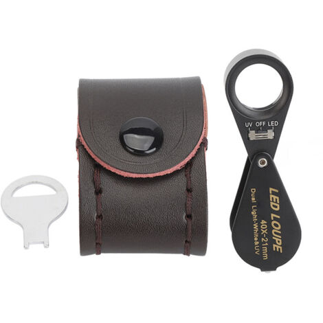 Loupe de bijoutier 40X avec lumière LED UV, lentille 21mm pliable pour inspection et travaux minutieux (1/5)