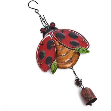 Carillon éolien coccinelle en métal rustique - Clochette porte-bonheur pour jardin et décoration intérieure (1/5)