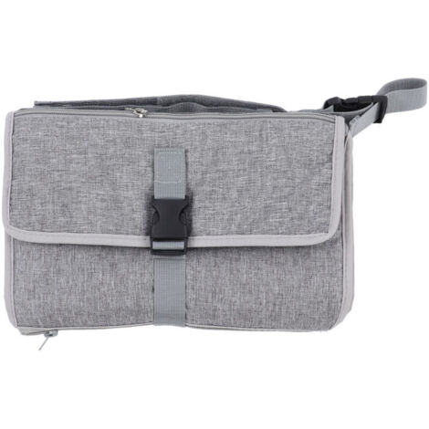Matelas à langer bébé portable pliable, grande capacité de rangement, imperméable, gris, pour voyage (1/5)