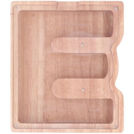 Coffre-fort transparent personnalisé en forme de lettre en bois pour enfants - Tirelire éducative (1/5)