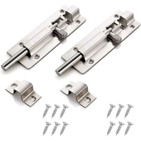 Lot de 2 verrous pour portes coulissantes - Idéal pour les portes de salle de bain, chambre, toilettes, abri de jardin et douche - Installation facile avec vis (7,6 cm) (1/5)