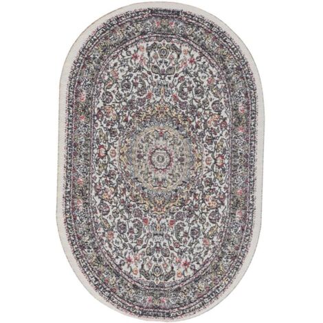 Tapis Miniature 1/12 Vintage Tissé pour Maison de Poupée Accessoire Décoratif Ovale Beige B02 (1/5)