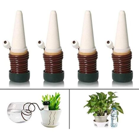 Kit d'irrigation goutte à goutte automatique en céramique 4 pièces pour plantes d'intérieur et d'extérieur (1/5)