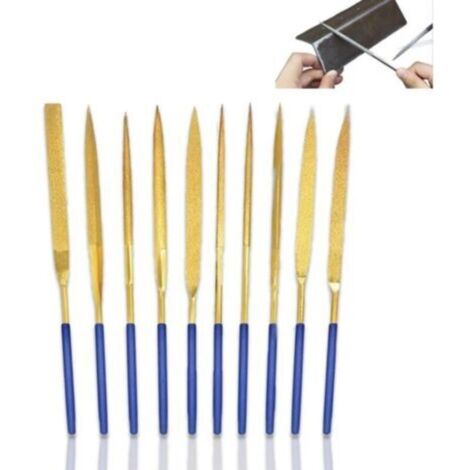 Jeu de 10pcs Mini Limes a Aiguilles en DiamantéE, Lot de Petites Diamant Lime en MéTal pour Le PonçAge Manuel du Bois, de La Bijouterie, du Plastique et du Bricolage en MéTal (140mm) (1/5)