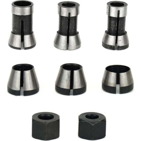 Mandrin de Fraiseuse - Lot de 6, Collet Mandrin Affleureuse (6 mm, 6.35 mm, 8 mm), Pince de Serrage Defonceuse, Adaptateurs de Pince (1/5)