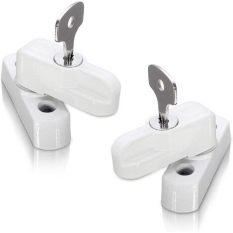 Bloqueurs de porte et de serrures de fenêtre pour portes, fenêtres en PVC et pour portes françaises, bloqueurs de châssis pour portes et fenêtres à double vitrage (Lot de 2, blanc) (1/5)
