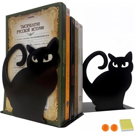 Lot de 2 Serre-Livres Chaton,Serre-Livres en Acier Inoxydable,Les Serre-Livres pouvant être utilisés comme Cadeaux conviennent aux écoles, bibliothèques, Bureaux, Cuisines, etc. (1/5)