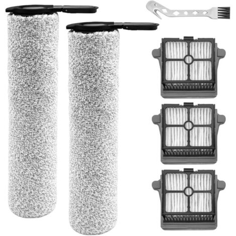 Brosse à rouleau + filtre pour Tineco Floor One S7 Steam aspirateur sec et humide pièces de rechange, ensemble d'accessoires 2 rouleaux de brosse + 3 filtres (1/5)