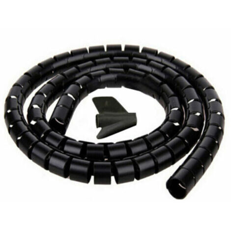 Cache Cable, 2m - ∅16mm, Noir, 2m Gaine Souple Electrique Cable Management pour Ranger ou Cacher les TV PC Câbles, Gestion des Câbles pour Maison et Bureau (1/5)