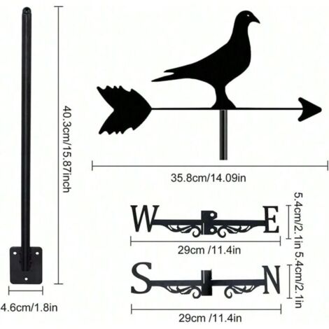 Girouette décorative d'extérieur en forme de pigeon, idéale pour les fermes, les jardins et les patios (1/5)