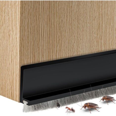 Joint de bas de porte intégré avec brosse, joint de porte autocollant, insonorisant et insectifuge (grand, noir) (1/5)
