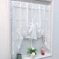 Draperie Tulle Rideau Court Sheer Kitchen Tie Rideau Réglable (Blanc)