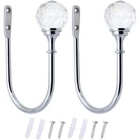 2 Embrasses à Rideaux Crochets Rideaux En Cristal Embrasses Métal U Curtain de Boule Crochet de Rideau Pour Les Crochets de Rideaux Lourds Et Légers Crochet à Crochet Argent