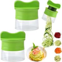 Ensemble de 2 coupe-légumes en spirale, machine à spaghettis de légumes, coupe-légumes en spirale peu encombrante, spaghettis de courgettes, ergonomique, pliable, coupe facile pour plus de fruits