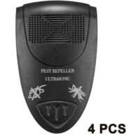 Lot de 4 répulsifs antiparasitaires à ultrasons - Anti-souris - Antiparasitaire prêt à l'emploi, idéal pour les souris, également efficace contre les cafards, les fourmis et les moustiques (noir)