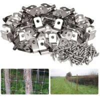 Pack of 100 fence clamps, stainless steel wire clamps, cable clamps, wire cage clamps, fastening clamps for agricultural fences, 304