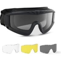 Lunettes de protection militaires tactiques avec 3 verres interchangeables Protection UV400 Lunettes de tir anti-buée Lunettes de plein air Sport Chasse Cyclisme Paintball noir