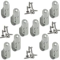 Rail Suspension Meuble Ovale OVA 10 Pièces - Support de tube d'armoire penderie pour barre ovale Acier Nickelé Tringle Cintre Fixation Support de barre de penderie en métal