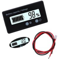 DC Battery Meter, Battery Capacity Voltmeter Monitor, Lead Acid Battery Indicator, DC 12V 24V 36V 48V LCD Display (White)