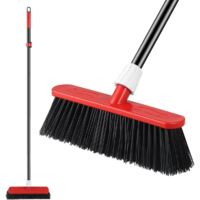 Heavy Duty Garden Broom with Telescopic Handle (145 cm), Gardin Brush with Rigid Bristles, Outdoor Broom for Sweeping Yards, Gardens, Patios and Garage