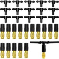15pcs Adjustable Copper Spray Nozzle Brass Spray Sprinklers With T-Connector For Garden Watering Irrigation