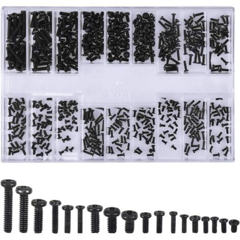500 Pièces Kit de Vis, Vis à Tête Fraisée, Vis Micro de Kits D'outils de Réparation pour la réparation Ordinateur,M1.2 M1.4 M2, Noir (1/5)